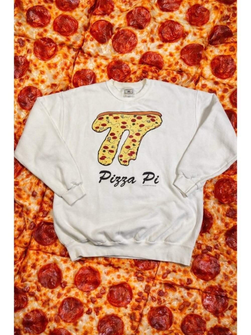 Vintage 1990s Math Funny PI 3.14 Pizza Crewneck Sweatshirt Teacher Parody XL